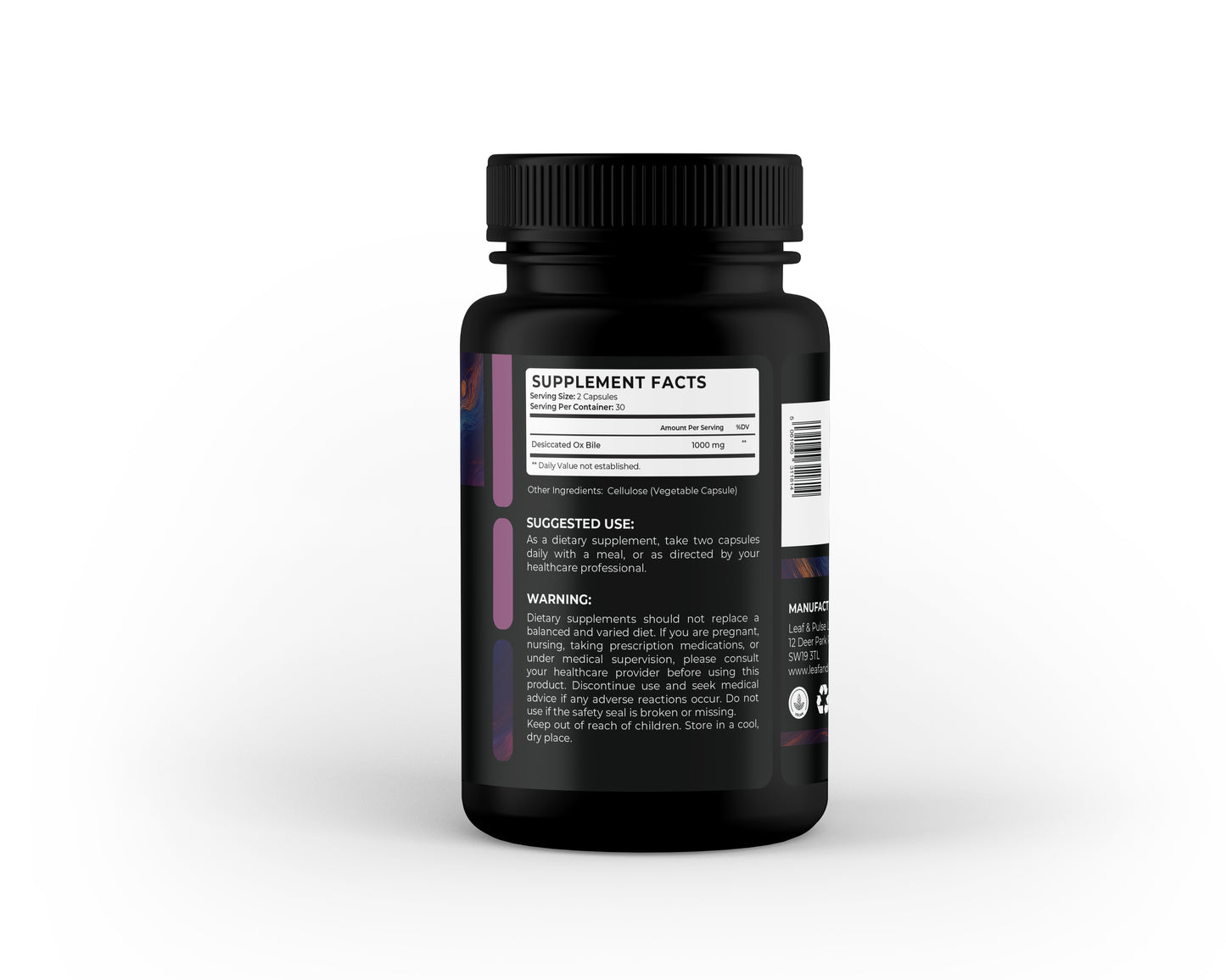 Premium Ox Bile Capsules – 1000 mg Concentrated Bile Salts | Digestive & Nutrient Absorption Support | 1 Month Supply | UK Made