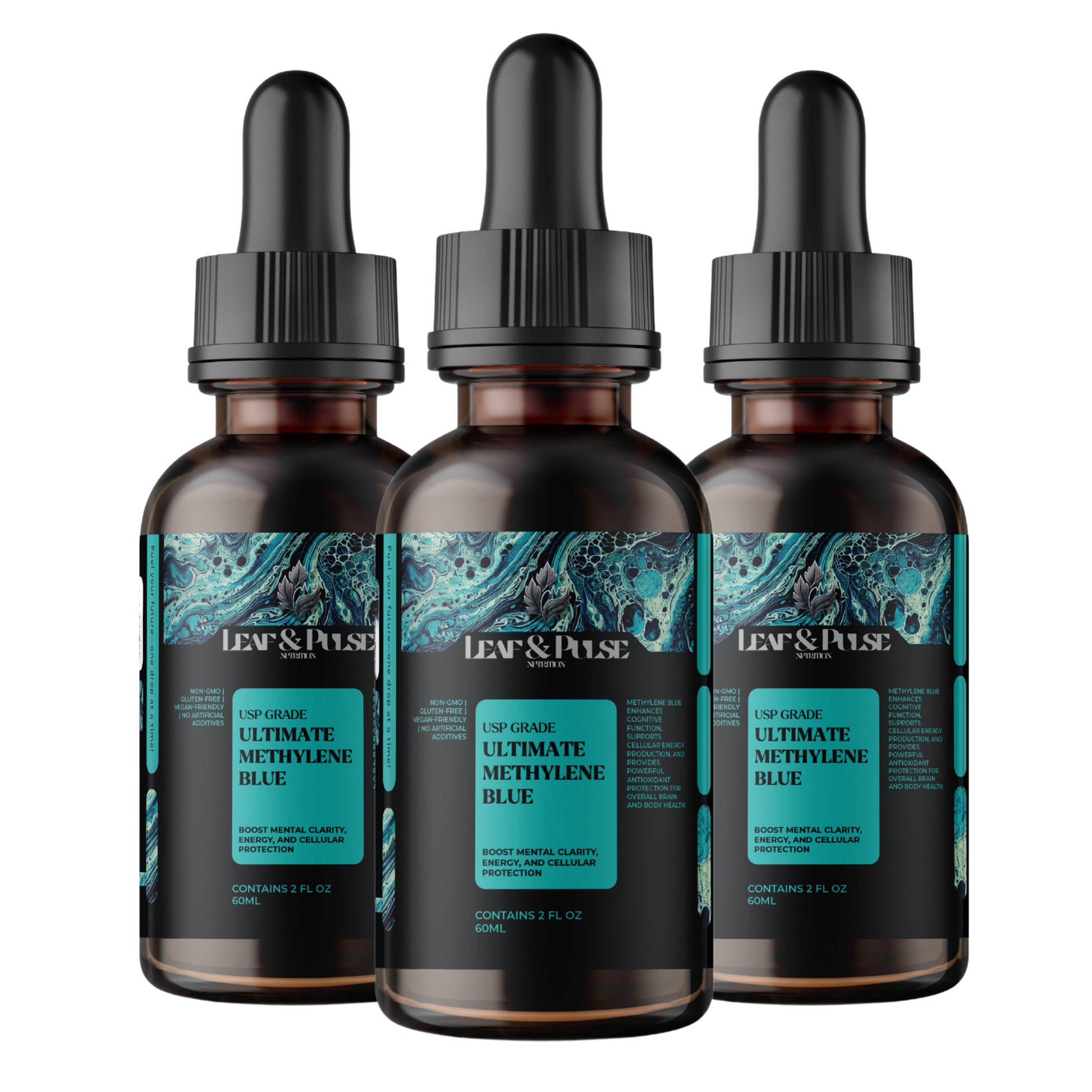 3 Pack Methylene Blue USP Grade Liquid Drops 1800ml – Cognitive Support & Antioxidant Boost